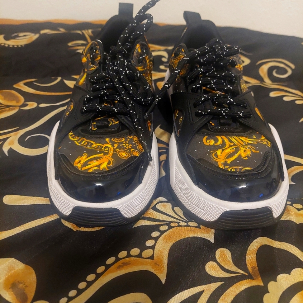 Versace Jeans Coutoure Black & Gold Stargaze Regalia baroque Sneakers size 38
